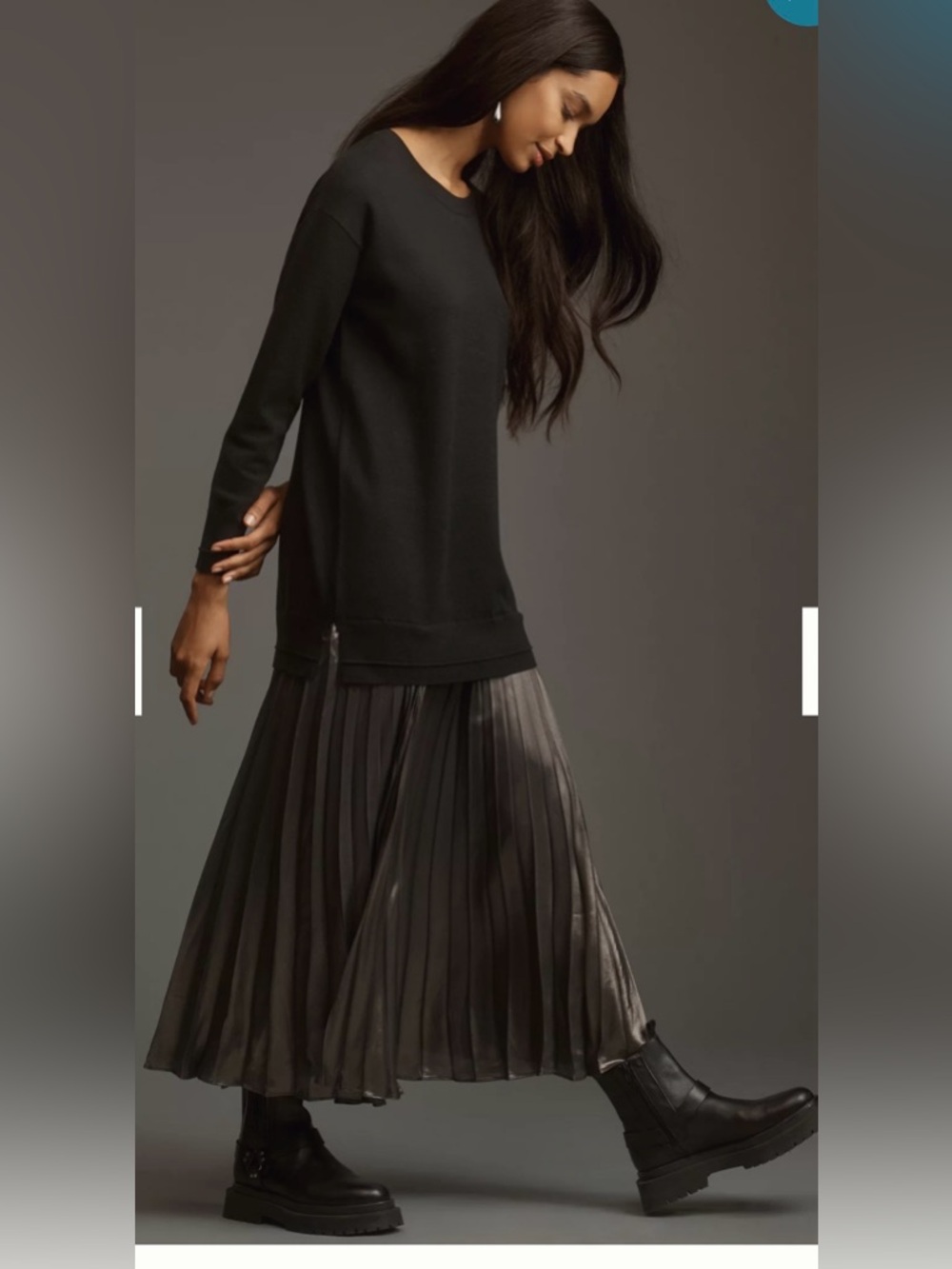Anthropologie Black Pleated Maxi Skirt